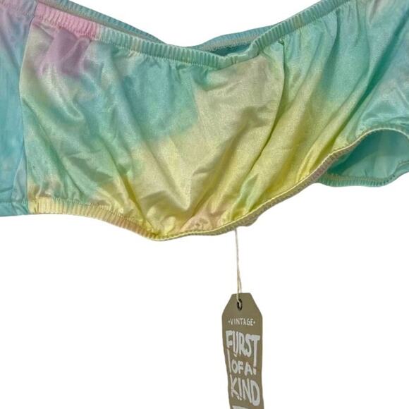 FURST OF A KIND BLUE & PINK TIE DYE STRAPLESS BANDEAU ONE SIZE - Picture 2 of 5